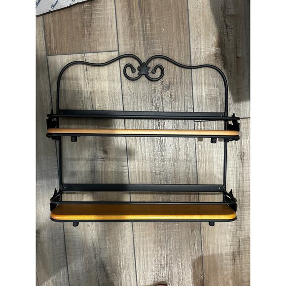 Longaberger Baskets Spice Rack Wrought iron 2 level Stand Woodcrafts shelves